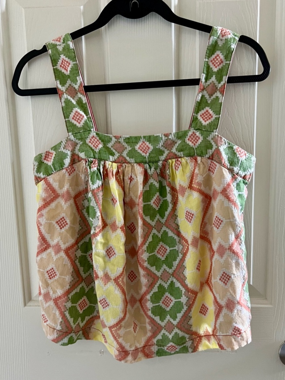 Anthropologie Multicolor Geometric Square-Neck Tank